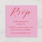 赤モダンはっきりした色QRコー結婚ド エンクロージャーカード (正面)