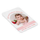 赤モダンん坊の女の子の写真の誕生発表会 マグネット (右側)