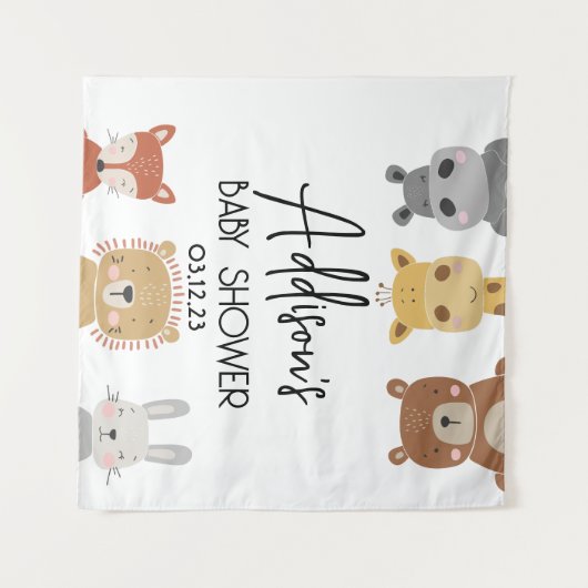 赤モダンん坊の赤ちゃんシャワーポスター タペストリー (正面(横))