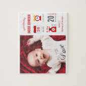 赤モダンインフォグラフィック写真誕生のお知らせ ジグソーパズル (縦)