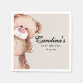 赤モダンエレガントちゃんシャワーを心待ちにする スタンダードカクテルナプキン (正面)