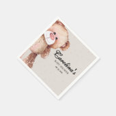 赤モダンエレガントちゃんシャワーを心待ちにする スタンダードカクテルナプキン (角)