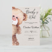 赤モダンエレガントちゃんシャワーを心待ちにする 招待状 (スタンド正面)