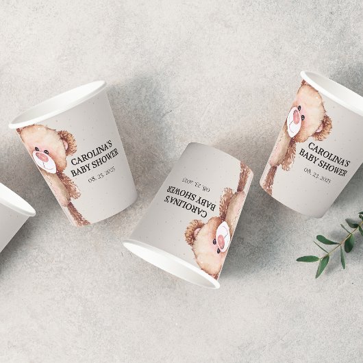 赤モダンエレガントちゃんシャワーを心待ちにする 紙コップ