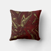 赤モダンエレガントと金ゴールドの大理石の渦巻き クッション (裏面)