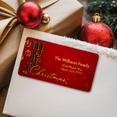 赤モダンエレガントと金ゴールドスタイリッシュスクリプト ラベル