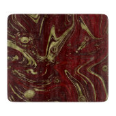 赤モダンエレガントと金ゴールド大理石の渦 カッティングボード (正面)