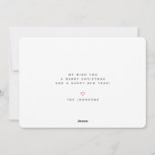 赤モダンエレガントに白い雪のフレーク シーズンカード (裏面)