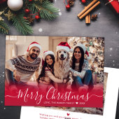 赤モダンエレガントタイポグラフィ2写真クリスマス シーズンカード