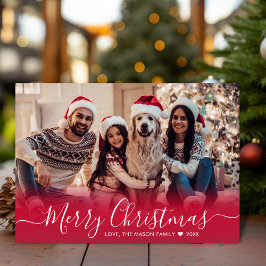 赤モダンエレガントタイポグラフィ2写真クリスマス シーズンカード