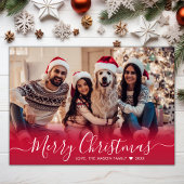 赤モダンエレガントタイポグラフィ2写真クリスマス シーズンカード