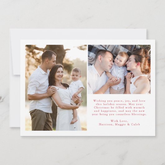 赤モダンエレガントメリークリスマス写真コラージュ シーズンカード (裏面)