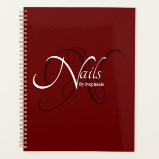 赤モダンエレガントモノグラムタイポグラフィネイルアーティスト プランナー手帳