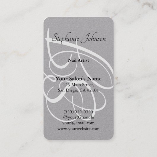 赤モダンエレガントモノグラムタイポグラフィネイルアーティスト 名刺 (裏面)