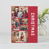赤モダンエレガント五コラージュのクリスマス シーズンカード (スタンド正面)