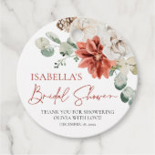 赤モダンエレガント冬クリスマスブライダルシャワー フェイバータグ (正面)