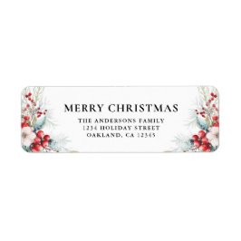 赤モダンエレガント果実 | 濃い緑のクリスマス ラベル