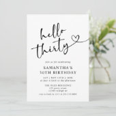 赤モダンエレガント白こんにちは30歳の誕生日パーティー 招待状 (スタンド正面)