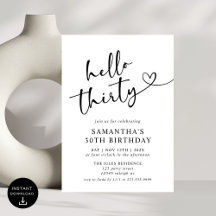 赤モダンエレガント白こんにちは30歳の誕生日パーティー