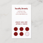 赤モダンエレガント白スタイリッシュ髪サロン忠実 ロイヤリティカード (裏面)