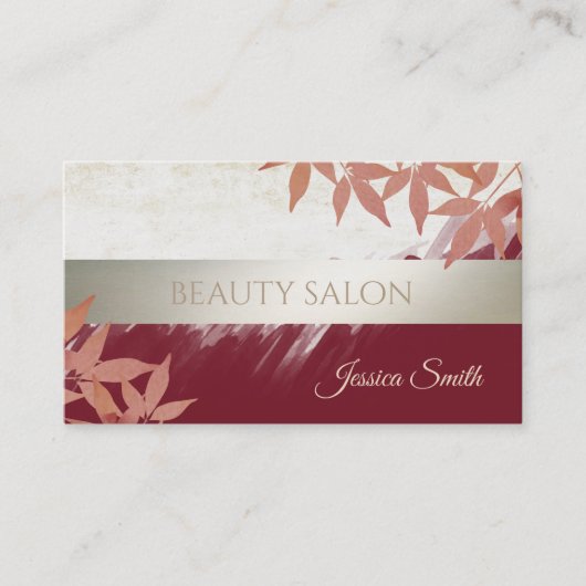 赤モダンエレガント紅葉水色 名刺 (正面)