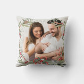 赤モダンエレガント緑クリスマスフローラリース クッション (裏面)