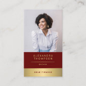 赤モダンエレガント金ゴールドCEOプロフェッショナル写真 名刺 (正面)