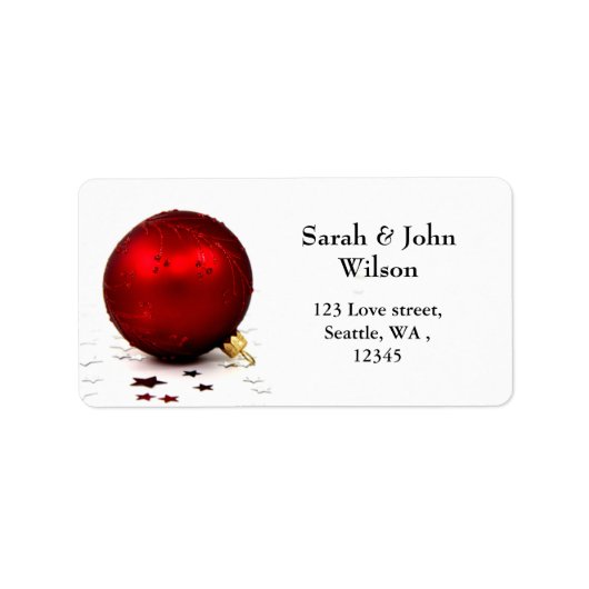 赤モダンオーナメント、差出人住所ラベル ラベル (正面)