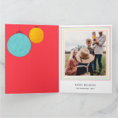 赤モダンカラフルメリーChristmas One写真 カード (内部)