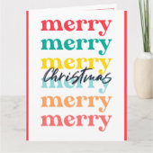 赤モダンカラフルメリーChristmas One写真 カード (正面)