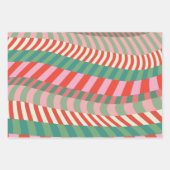 赤モダンカラフル緑ピンクのジオメトリックストライプ ラッピングペーパーシート (正面2)