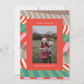 赤モダンカラフル緑ピンクの写真 シーズンカード (正面)