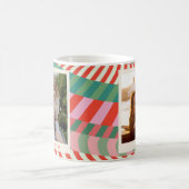 赤モダンカラフル緑ピンク幾何学写真 コーヒーマグカップ (中央)