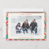 赤モダンカラフル緑ピンク幾何学写真 シーズンカード (正面)