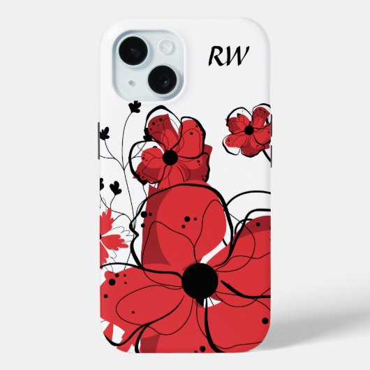 赤モダンガーリーと黒の花モノグラム Case-Mate iPhoneケース (裏面)