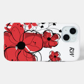 赤モダンガーリーと黒の花モノグラム Case-Mate iPhoneケース (裏面 (横))