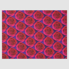 赤モダンガーリーピンクのバラ花柄 薄葉紙