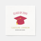 赤モダンキャップ&タッセル卒業 スタンダードカクテルナプキン (正面)