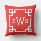 赤モダンギリシャ鍵カスタムモノグラム クッション (裏面)