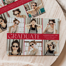 赤モダンクラシック12写真卒業 案内状