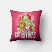 赤モダンクリスマスグラフィックイラストレーション クッション (裏面)