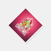 赤モダンクリスマスグラフィックイラストレーション スタンダードカクテルナプキン (角)