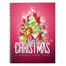 赤モダンクリスマスグラフィックイラストレーション ノートブック