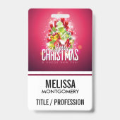 赤モダンクリスマスグラフィックイラストレーション バッジ (裏面)