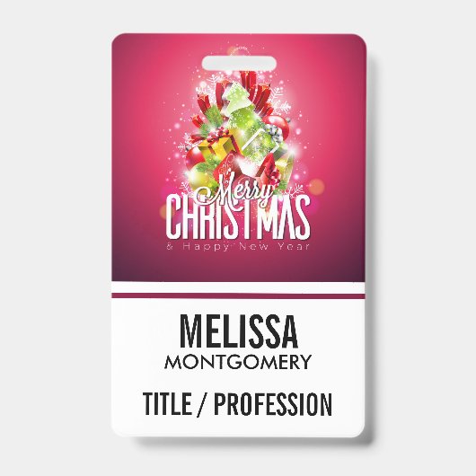 赤モダンクリスマスグラフィックイラストレーション バッジ (表面)