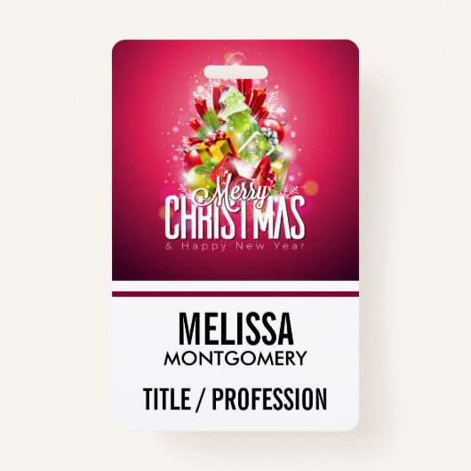 赤モダンクリスマスグラフィックイラストレーション バッジ (正面)