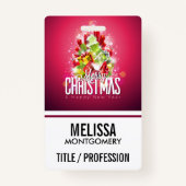 赤モダンクリスマスグラフィックイラストレーション バッジ (裏面)