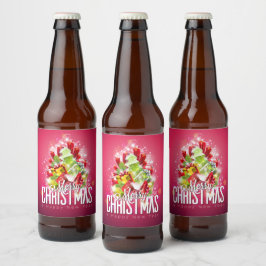 赤モダンクリスマスグラフィックイラストレーション ビールラベル