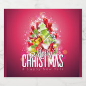 赤モダンクリスマスグラフィックイラストレーション ビールラベル (シングルラベル)