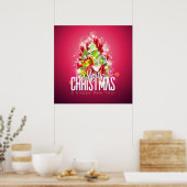 赤モダンクリスマスグラフィックイラストレーション ポスター (キッチン)